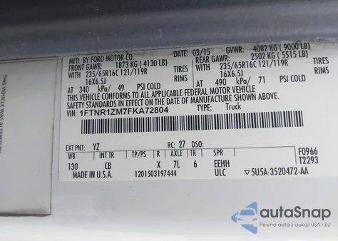 2015 Ford Transit-250 from USA, damaged, VIN 1FTNR1ZM7FKA72804